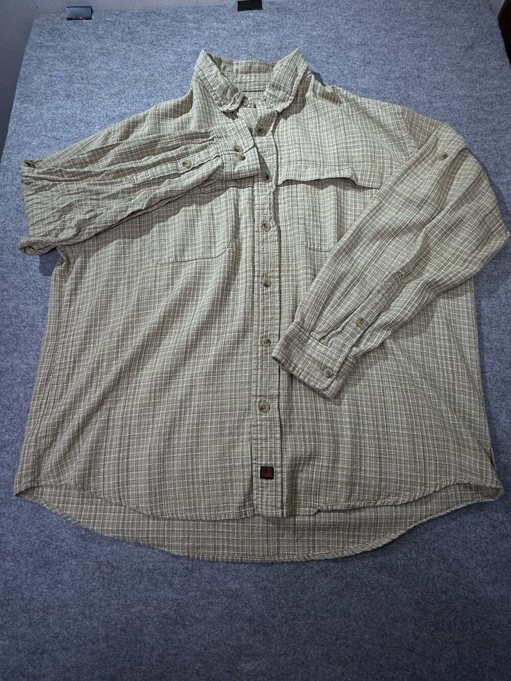 Woolrich Long Sleeve Button Down Shirt Size XL Green Plaid 3XDRY